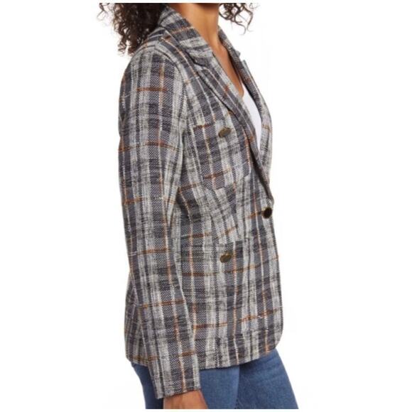 Halogen Womens Gray Libbie Plaid Tweed Blazer Jacket Size Large NWT - Picture 2 of 12
